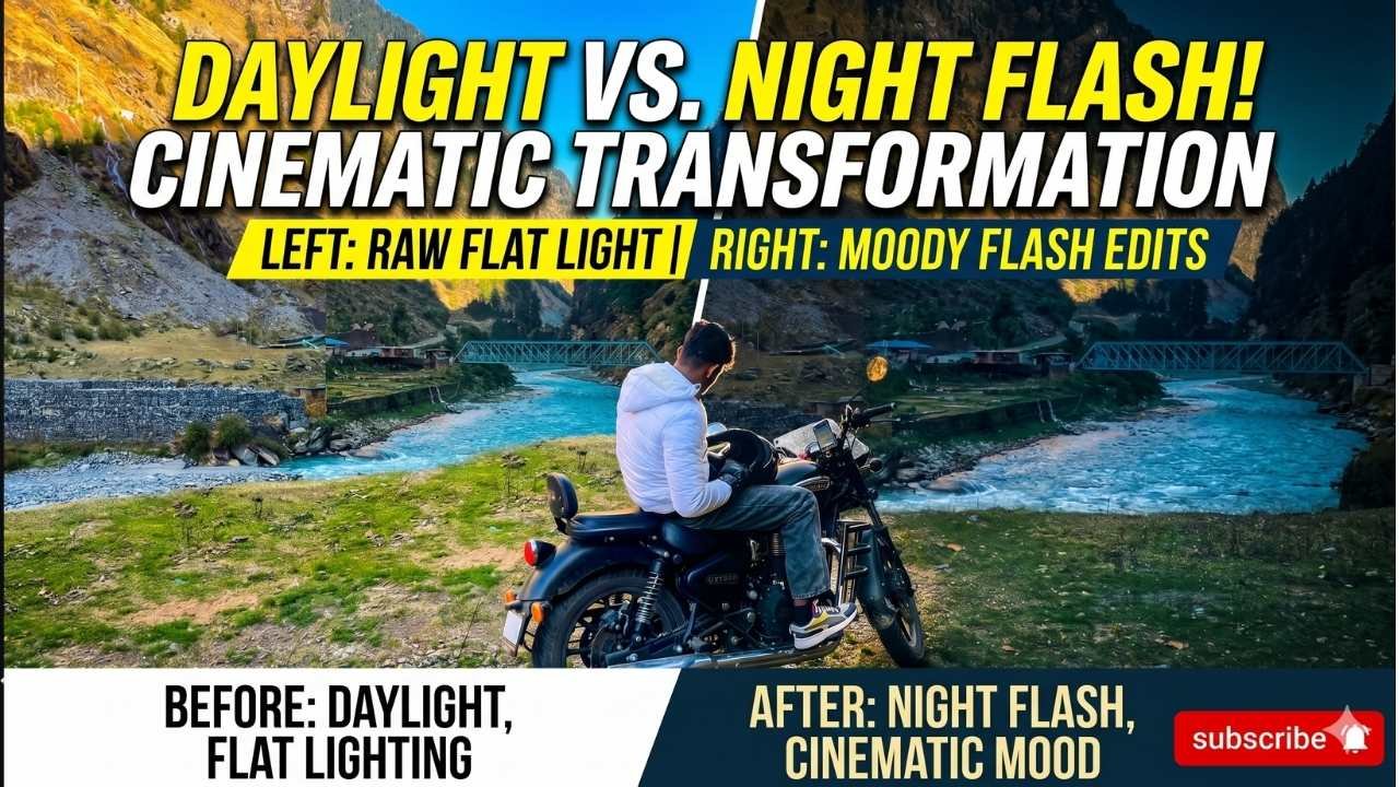 Gemini AI Photo Editing Prompt for a Cinematic Night Flash Look (2026 Guide) Gemini AI photo editing prompt result showing cinematic night flash rim light effect on travel photo